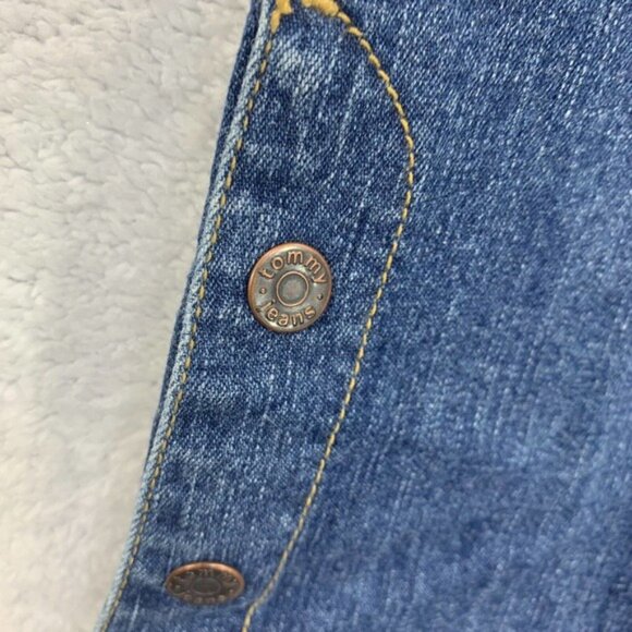 Vtg Y2K Tommy Hilfiger Flare Jeans Low Rise Blue Jr Sz 3 Button Leg Bare back - Picture 13 of 14